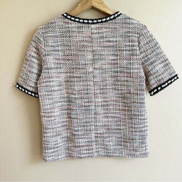 ZARA trafaluc tweed Pearl top size medium short sleeve - Picture 5 of 10